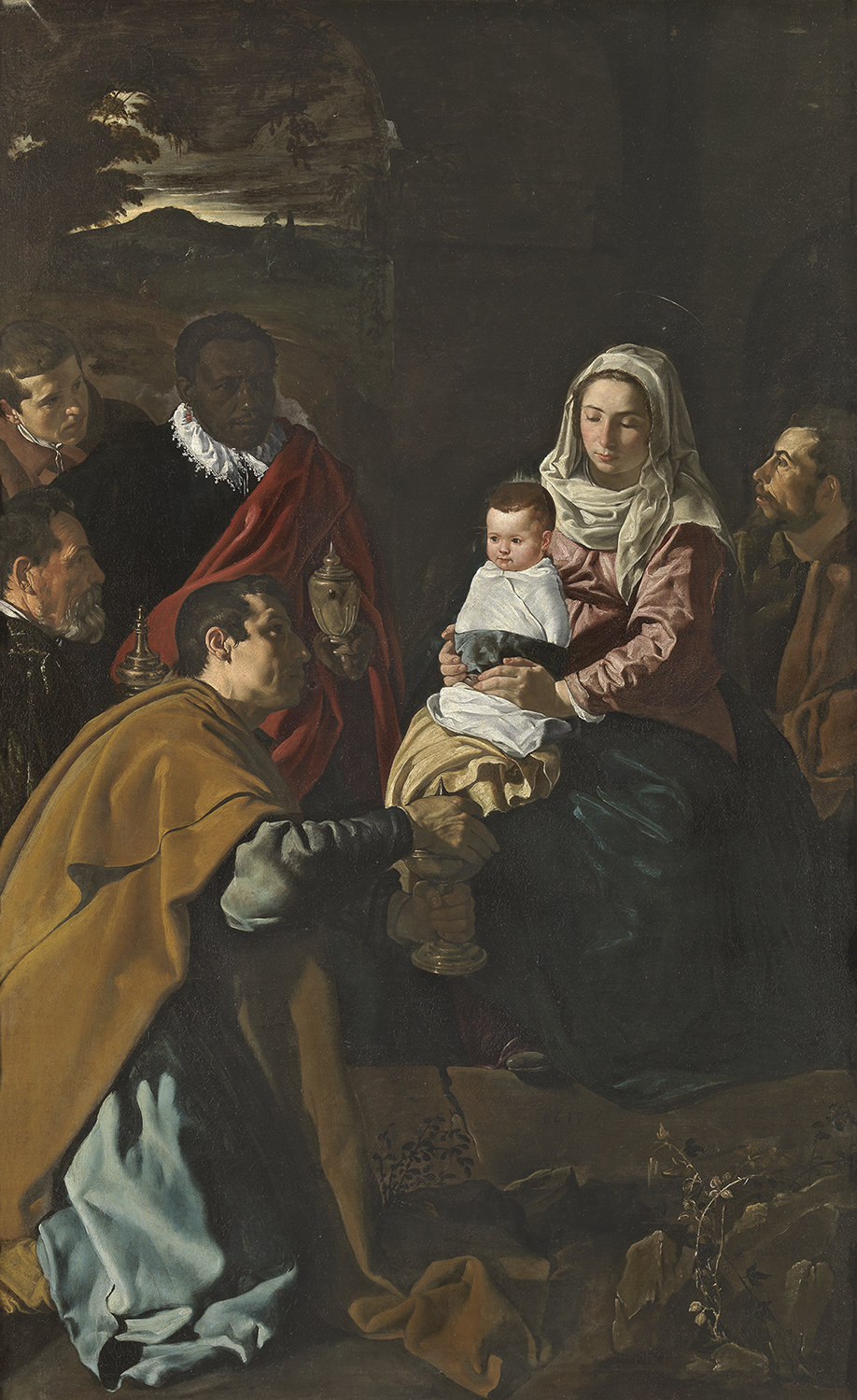 17世紀スペイン絵画　作者不明　本物　宗教画　アート　アンティーク絵画　油彩画 velazquez-adoracion-de-los-